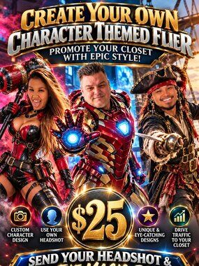 Custom Character Theme Flier Designs & Affirmation Bracelet Combo